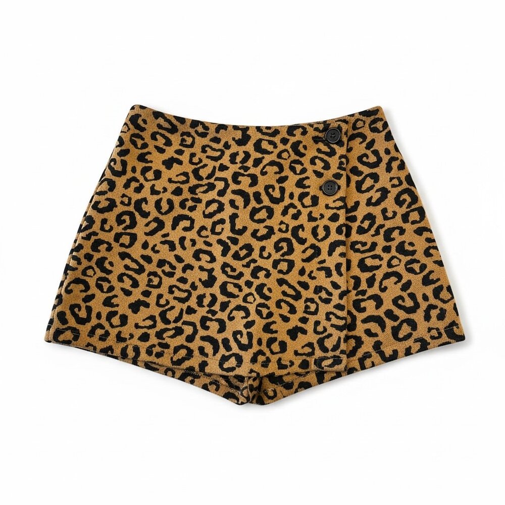 Old Navy Textured-Knit Leopard Wrap-Front Skort Girls M (8Y)